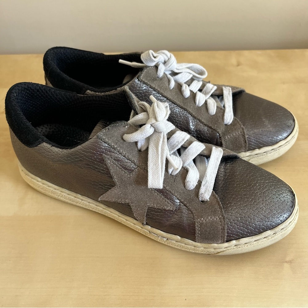 The Shoe Box charcoal silver metallic Leather Sneakers - Picture 2 of 8